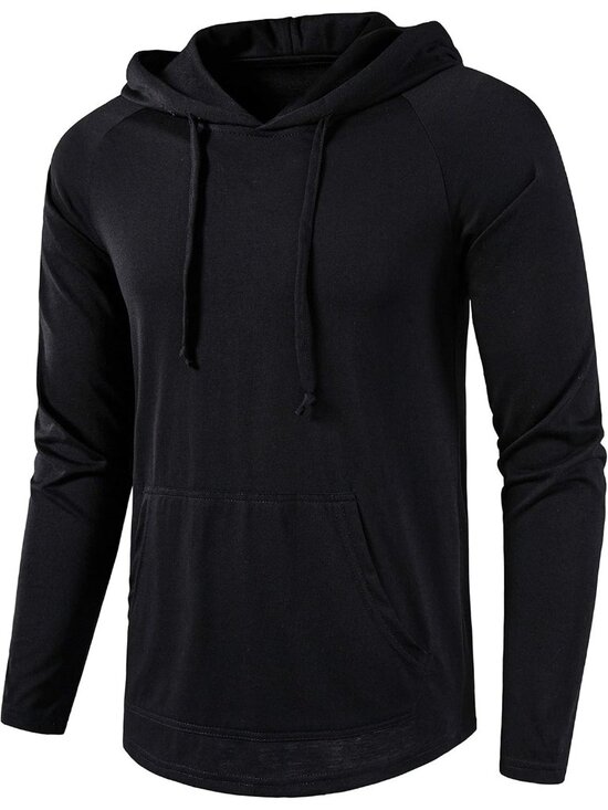 Other - Men's Black Long Sleeve Pullover Lightweight Casual Hooded Sweatshirts